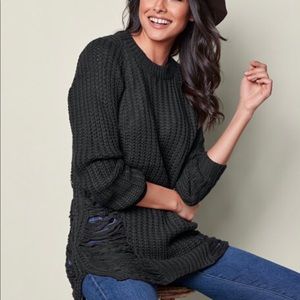 Ripped crew neck sweater